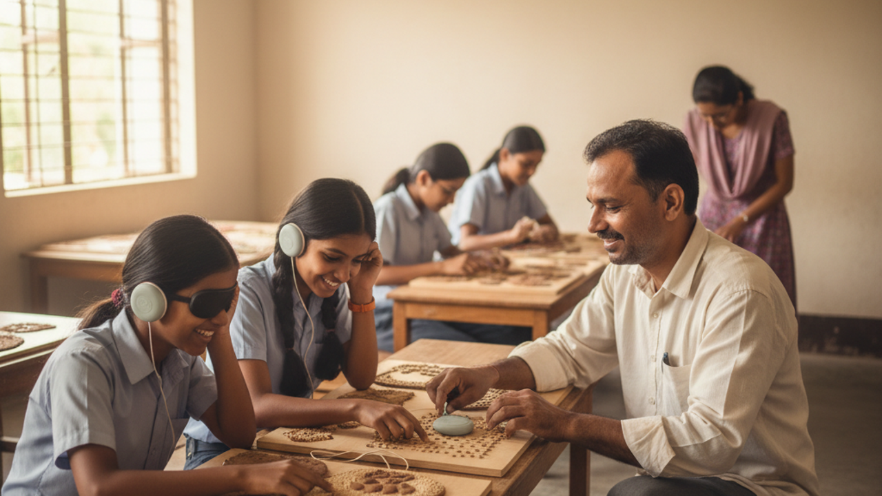 Audio lessons in Indian languages for students who are blind — illustrative photograph