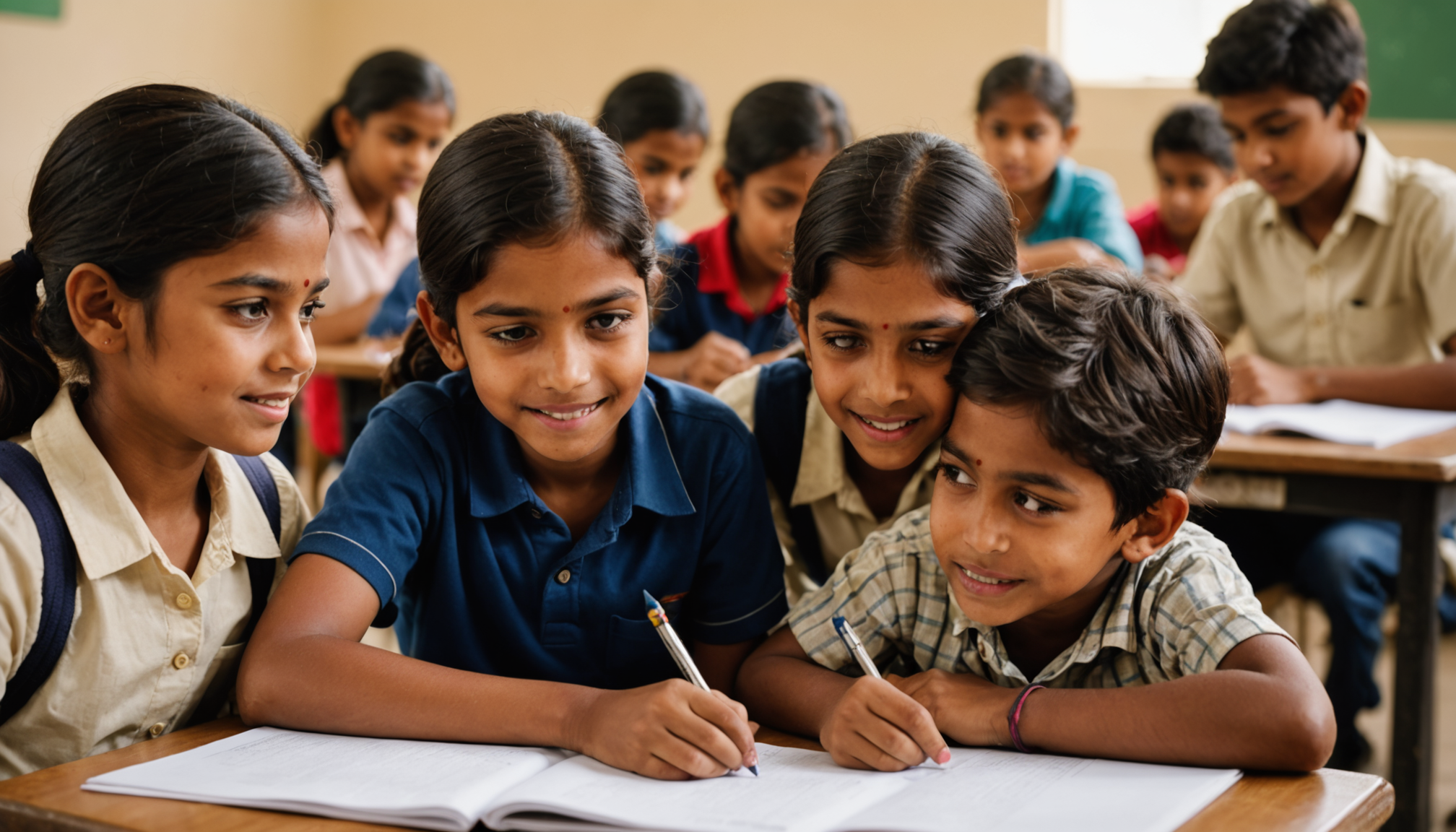 Smiling child using a child friendly vocabulary practice app India parents recommend on a colorful tablet at home