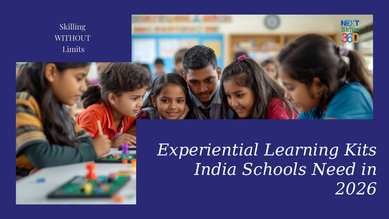 Students exploring experiential learning kits India schools provide, conducting hands-on science experiments at bright classr