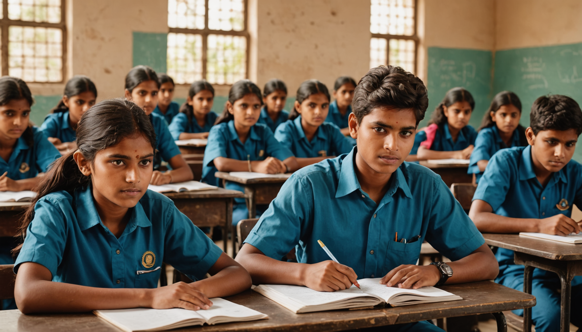 Students experiencing government school digital transformation under Samagra Shiksha using tablets in a bright modern classro
