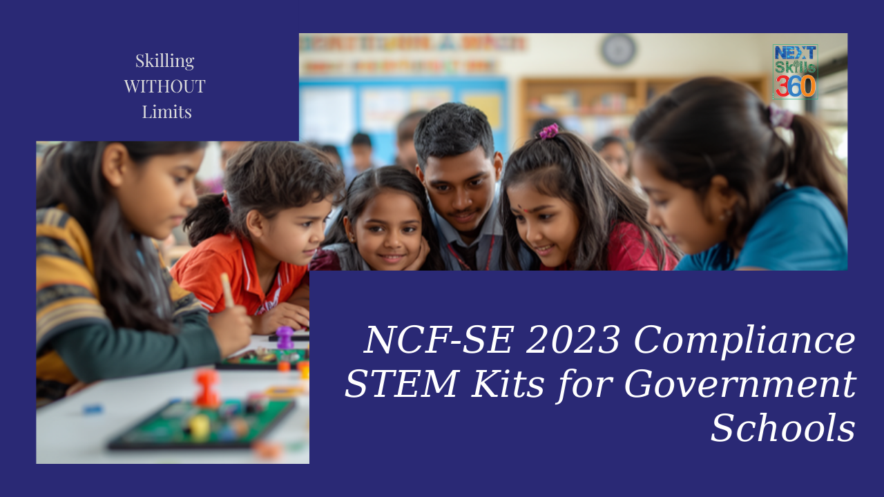 Students using NCF-SE 2023 compliance STEM kits for government schools during a hands-on classroom science activity