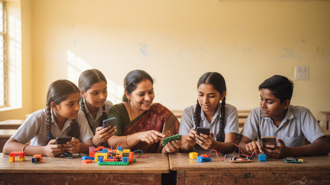 Offline coding apps for rural students on Android phones — illustrative photograph